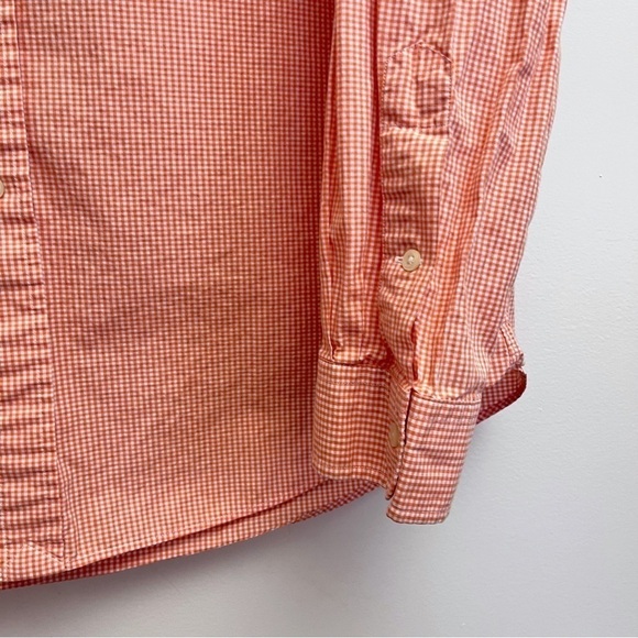 Ralph Lauren Custom Fit Orange Micro Plaid Long Sleeve Button Down Mens Size XL - Picture 7 of 9